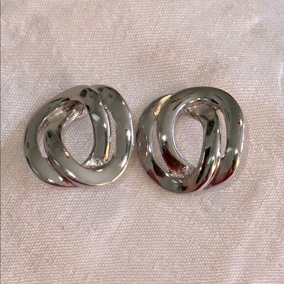Silver Tone Knot Post Earrings - Picture 1 of 3